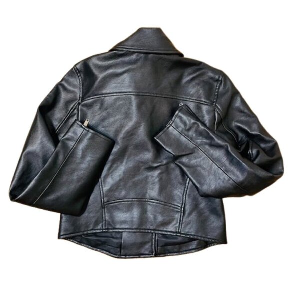 Abercrombie & Fitch Faux Leather Moto Jacket Vegan Biker Jacket Black Small - Picture 9 of 12